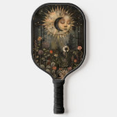 Boho Celestial Sun Moon Wildflower Garden Pickleball Paddle (Voorkant)