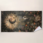 Boho Celestial Sun Moon Wildflower Garden Strandlaken (Voorkant)