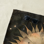 Boho Celestial Sun Moon Wildflower Garden Strandlaken (In situ)