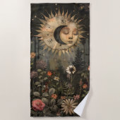 Boho Celestial Sun Moon Wildflower Garden Strandlaken (Voorkant)
