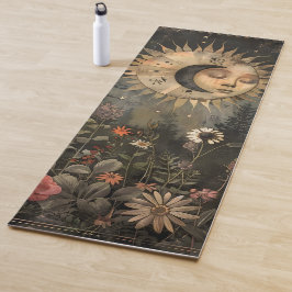 Boho Celestial Sun Moon Wildflower Garden Yogamat