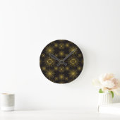 Boho Celestial Sun Stars Black Pattern  Ronde Klok (Huis)