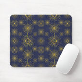 Boho Celestial Sun Stars Blue Pattern Muismat (Met muis)