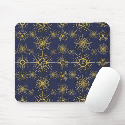 Boho Celestial Sun Stars Blue Pattern Muismat (Met muis)