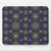 Boho Celestial Sun Stars Blue Pattern Muismat (Voorkant)