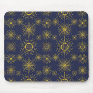 Boho Celestial Sun Stars Blue Pattern Muismat