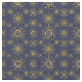 Boho Celestial Sun Stars Blue Pattern Stof (Close Up)
