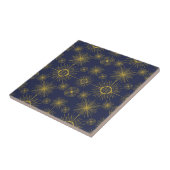 Boho Celestial Sun Stars Blue Pattern Tegeltje (Zijkant)