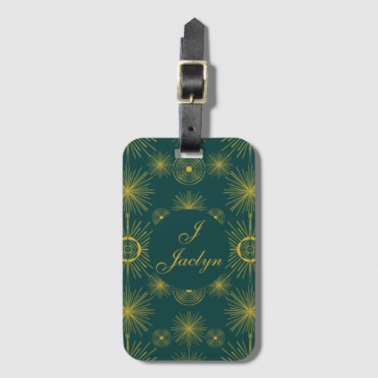 Boho Celestial Sun Stars Gepersonaliseerd Blauwgro Bagagelabel (Voorkant (verticaal))