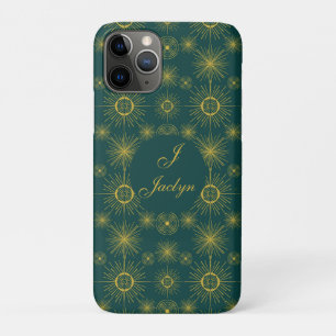 Boho Celestial Sun Stars Gepersonaliseerd Blauwgro Case-Mate iPhone Case