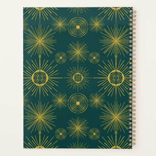 Boho Celestial Sun Stars Gepersonaliseerd Blauwgro Planner (Achterkant)
