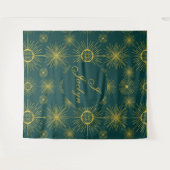 Boho Celestial Sun Stars Gepersonaliseerd Blauwgro Wandkleed (Voorkant (horizontaal))