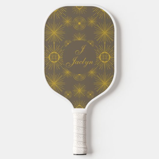 Boho Celestial Sun Stars Gepersonaliseerd grijs Pickleball Paddle (Voorkant)