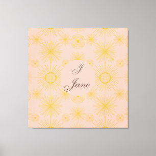 Boho Celestial Sun Stars Gepersonaliseerd roze Canvas Afdruk