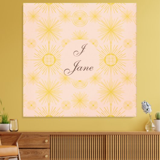 Boho Celestial Sun Stars Gepersonaliseerd roze Canvas Afdruk (Insitu (Woonkamer))