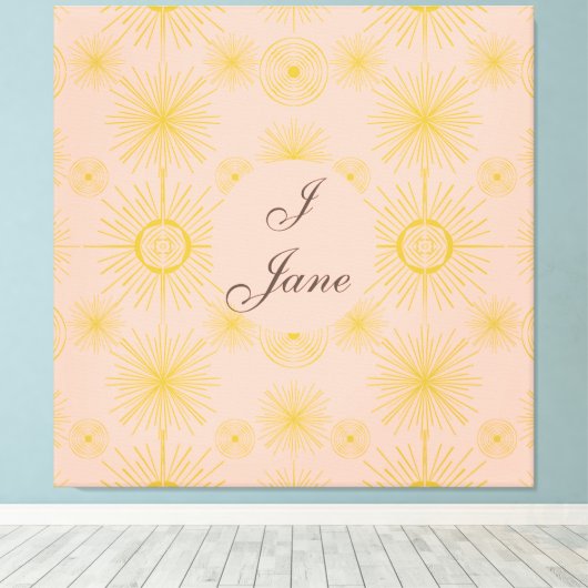 Boho Celestial Sun Stars Gepersonaliseerd roze Canvas Afdruk (Insitu (Houten vloer))