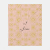 Boho Celestial Sun Stars Gepersonaliseerd roze Fleece Deken (Voorkant)