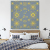 Boho Celestial Sun Stars Gepersonaliseerde Vintage Canvas Afdruk (Insitu (Slaapkamer))