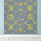 Boho Celestial Sun Stars Gepersonaliseerde Vintage Canvas Afdruk (Insitu (Houten vloer))