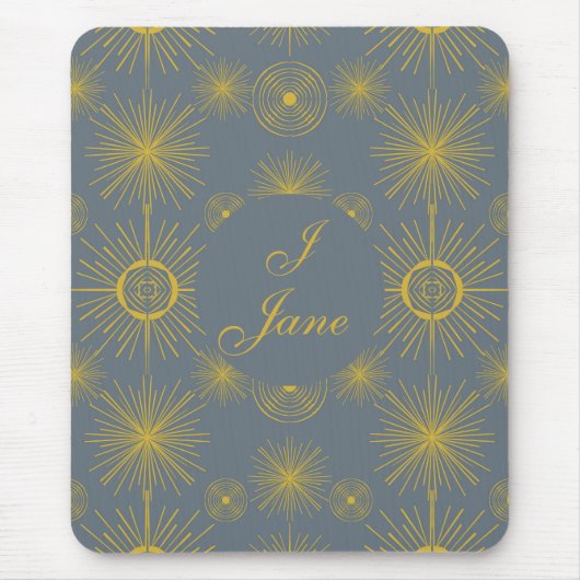 Boho Celestial Sun Stars Gepersonaliseerde Vintage Muismat (Voorkant)