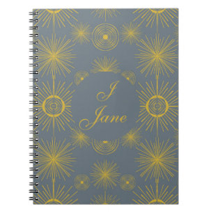 Boho Celestial Sun Stars Gepersonaliseerde Vintage Notitieboek