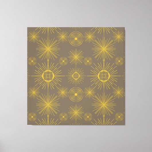Boho Celestial Sun Stars Gray Pattern Canvas Afdruk (Voorkant)