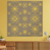 Boho Celestial Sun Stars Gray Pattern Canvas Afdruk (Insitu (Woonkamer))