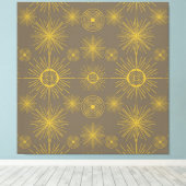 Boho Celestial Sun Stars Gray Pattern Canvas Afdruk (Insitu (Houten vloer))