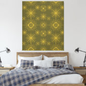 Boho Celestial Sun Stars Green Pattern Canvas Afdruk (Insitu (Slaapkamer))