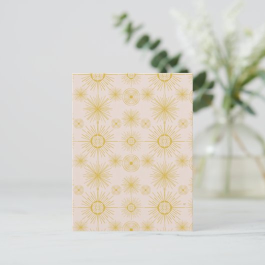 Boho Celestial Sun Stars Ivory Pattern Briefkaart (Staand voorkant)
