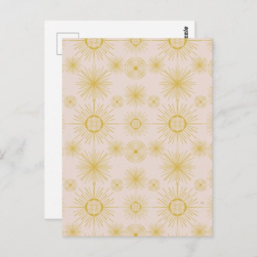 Boho Celestial Sun Stars Ivory Pattern Briefkaart (Voorkant / Achterkant)