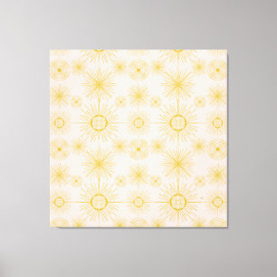Boho Celestial Sun Stars Ivory Pattern Canvas Afdruk