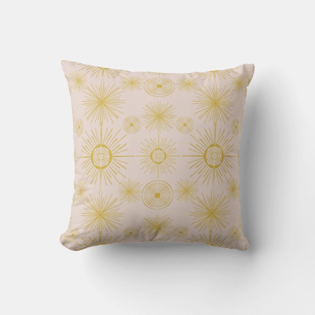 Boho Celestial Sun Stars Ivory Pattern Kussen (Voorkant)