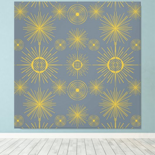 Boho Celestial Sun Stars  Pattern Canvas Afdruk (Insitu (Houten vloer))