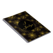 Boho Celestial Sun Stars Personalized Black Notitieboek (Rechterzijde)