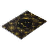 Boho Celestial Sun Stars Personalized Black Notitieboek (Linkerzijde)