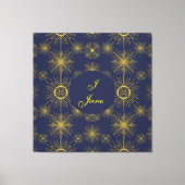 Boho Celestial Sun Stars Personalized Blue Canvas Afdruk (Voorkant)