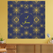 Boho Celestial Sun Stars Personalized Blue Canvas Afdruk (Insitu (Woonkamer))