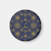 Boho Celestial Sun Stars Personalized Blue Magneet (Voorkant)