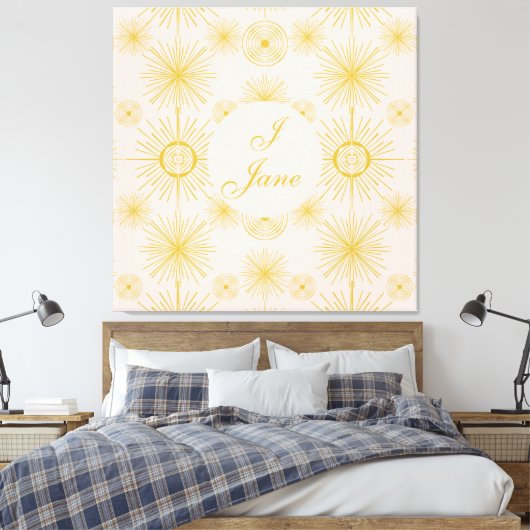Boho Celestial Sun Stars Personalized Ivory Canvas Afdruk (Insitu (Slaapkamer))