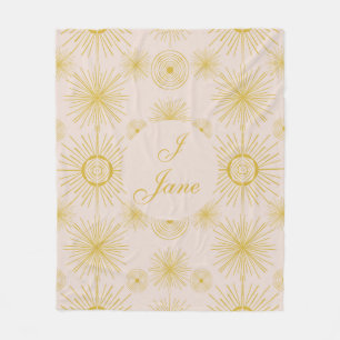 Boho Celestial Sun Stars Personalized Ivory Fleece Deken