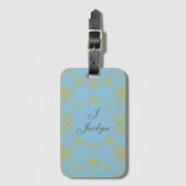 Boho Celestial Sun Stars Personalized Sky Blue Bagagelabel (Voorkant (verticaal))