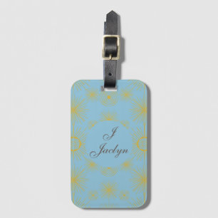 Boho Celestial Sun Stars Personalized Sky Blue Bagagelabel