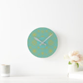 Boho Celestial Sun Stars Personalized Turquoise Ronde Klok (Huis)