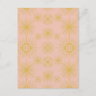 Boho Celestial Sun Stars roze Pattern Briefkaart