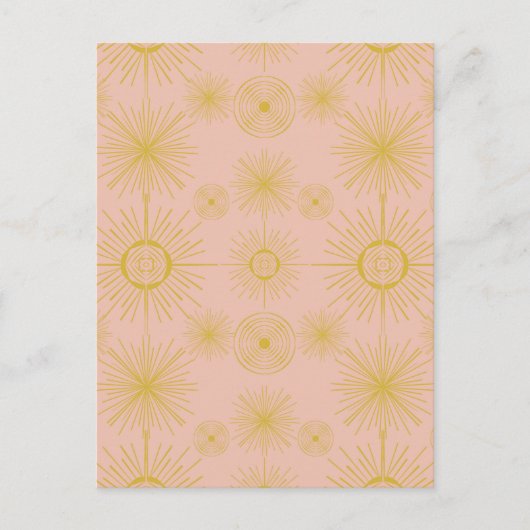 Boho Celestial Sun Stars roze Pattern Briefkaart (Voorkant)