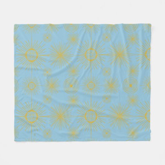 Boho Celestial Sun Stars Sky Blue Fleece Deken (Voorkant (Horizontaal))