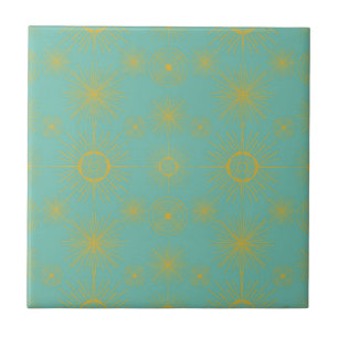 Boho Celestial Sun Stars Turquoise Pattern Tegeltje