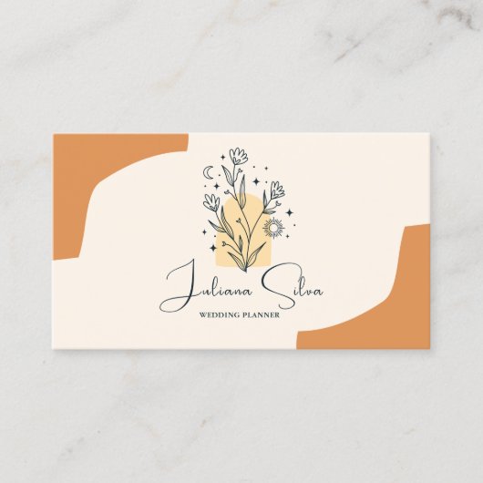 Boho Celestial Terracotta Minimalist Visitekaartje (Voorkant)