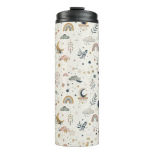 Boho Celestial Tumbler Neutrale Maan en Sterren Thermosbeker